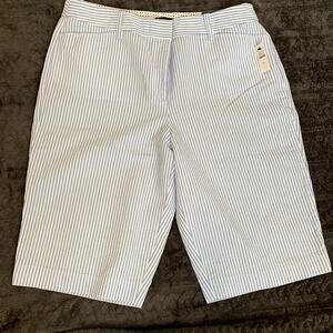 Talbot's Women's Blue Stripe 13" Perfect Shorts NWT Size 12